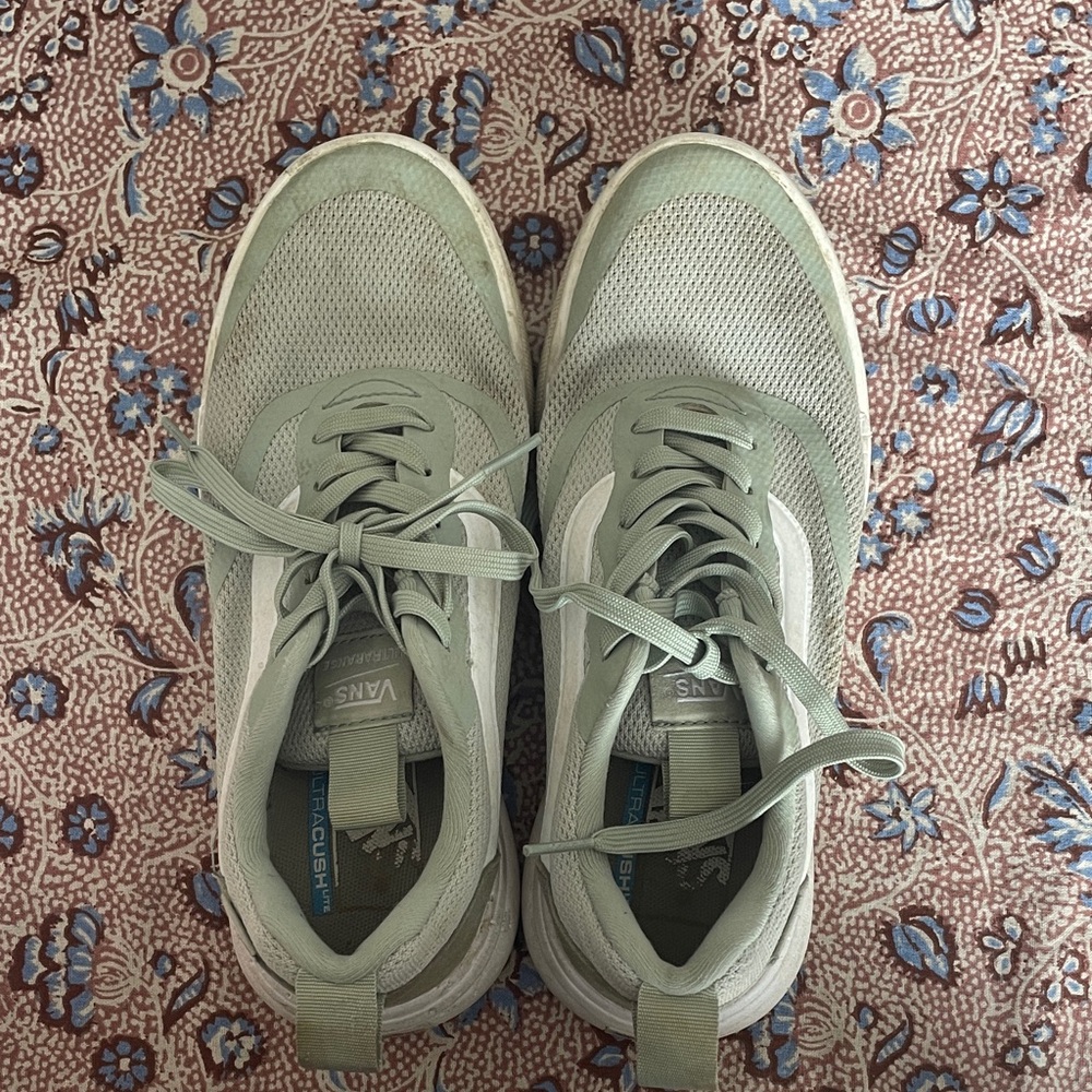 Vans Sage Green and White Sneakers